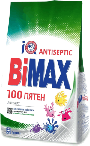 Стир. порошок BIMAX 3кг Автомат 100 пятен