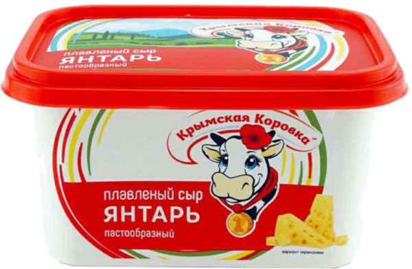 Сыр плавленый "Янтарь" 50%, фас. 380гр.(ванночка), ТМ "Крымская Коровка"