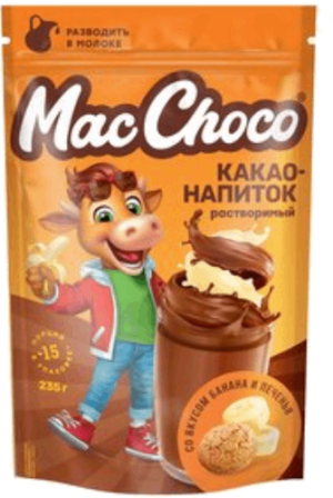 Какао-напиток растворимый MacChoco банан печенье 235г