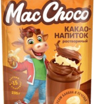 Какао-напиток растворимый MacChoco банан печенье 235г