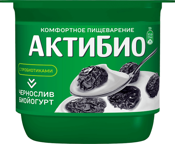 АктиБио Биойогурт обогащенный, чернослив 2,9% 130г Ф.ст. ГЛ12 (шт.)