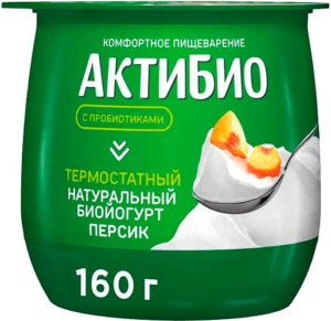 АктиБио Биойогурт термостатный обогащ. Персик 1,7% 160г Ф