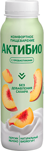 АктиБио Биойогурт обогащенный Яблоко персик 1,5% 260г Бут.