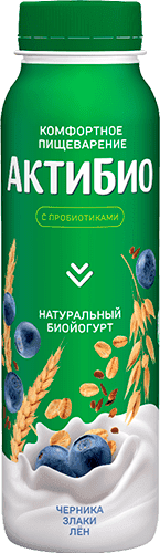 АктиБио Биойогурт обогащенный Яблоко клубника черника 1,5%260г Бут.